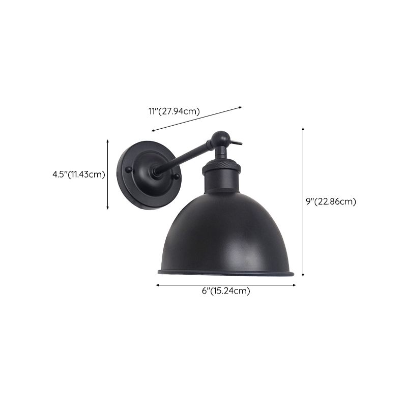 Industrial Wall Sconce Dome Shape Wall Light with Metal Shade for Bedroom