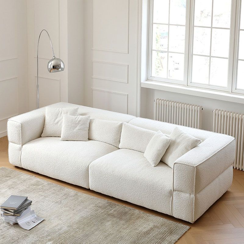 Modernism Sewn Pillow Back Sofa Tuxedo Arm Sofa with 4 Pillows