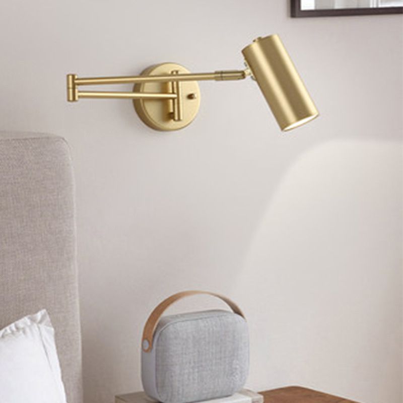 Metal 1 Light Wall Sconce Modern Cilindrico a parete a parete con braccio regolabile per camera da letto