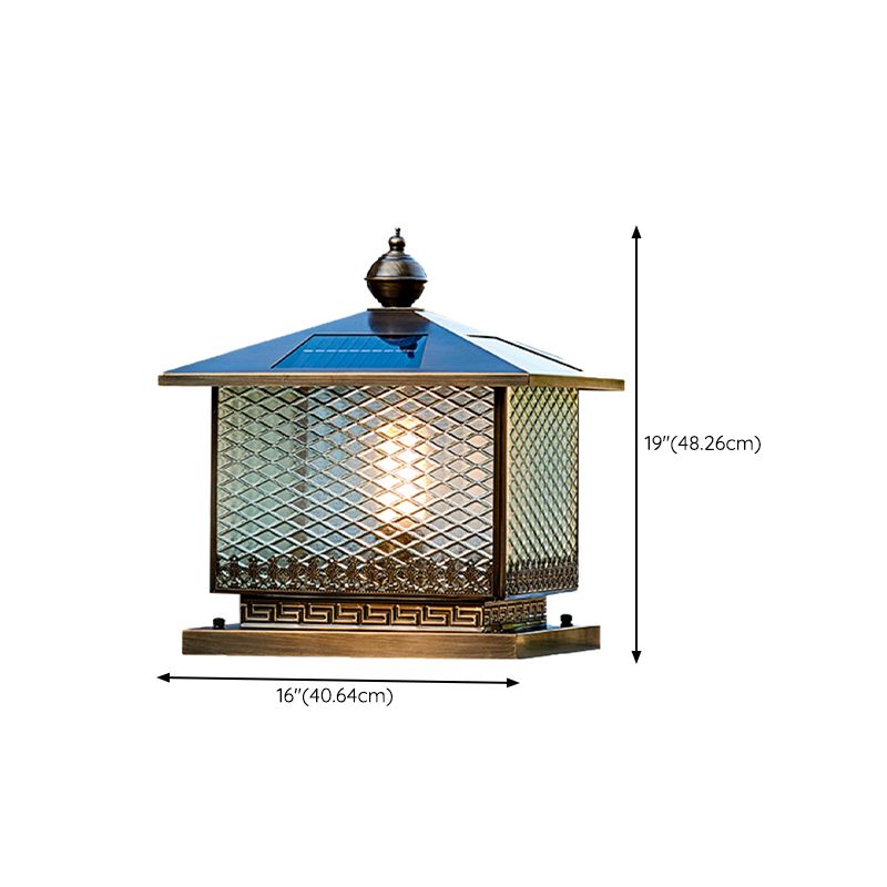 Modern LED Pillar Lamp Simple Solar Lighting Fixture with Glass Shade for Garden
