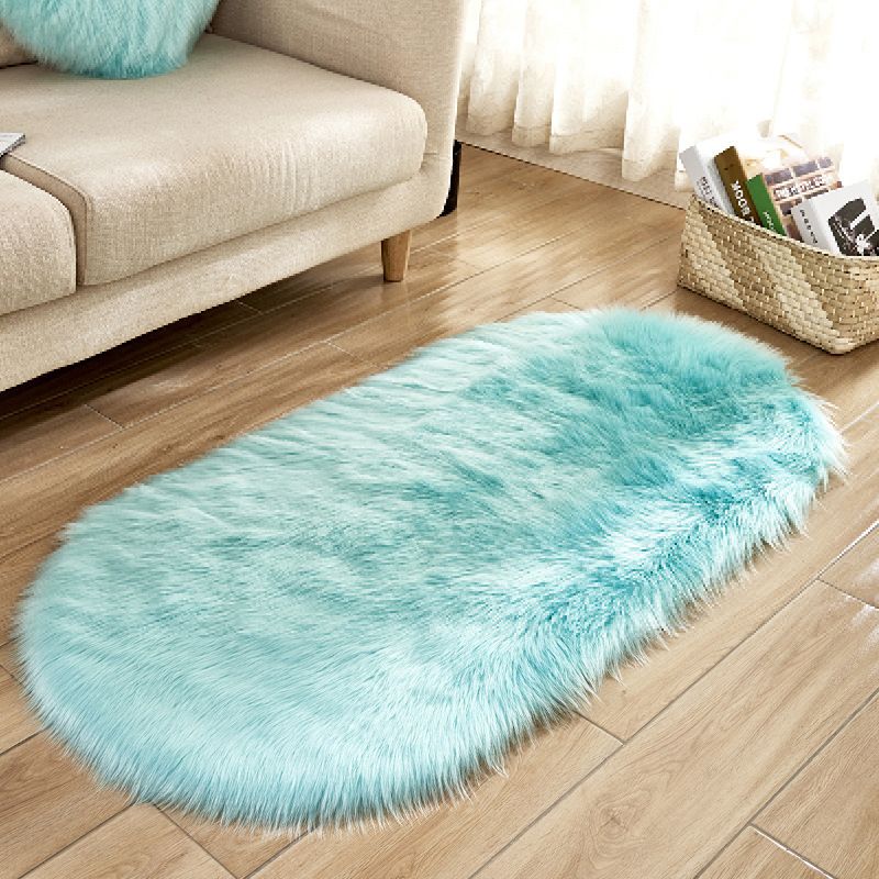 Minimalist Area Rug Simple Plain Carpet Polyester Living Room Shag Rug with Non-Slip Backing
