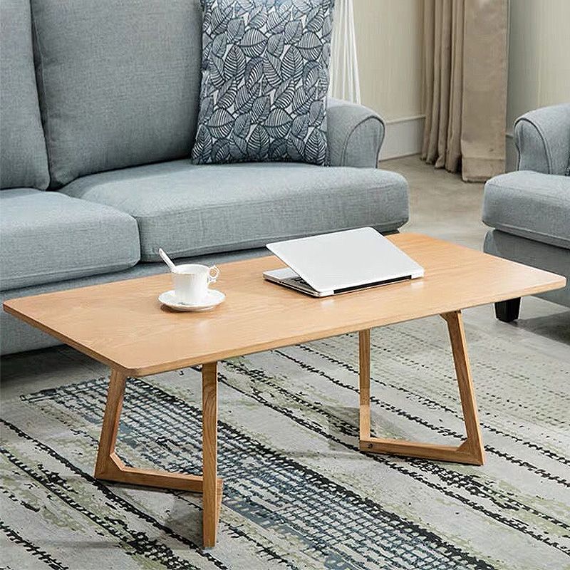 Sleigh-like Base Design Wood/walnut Rubber Wood Craft Coffee Table