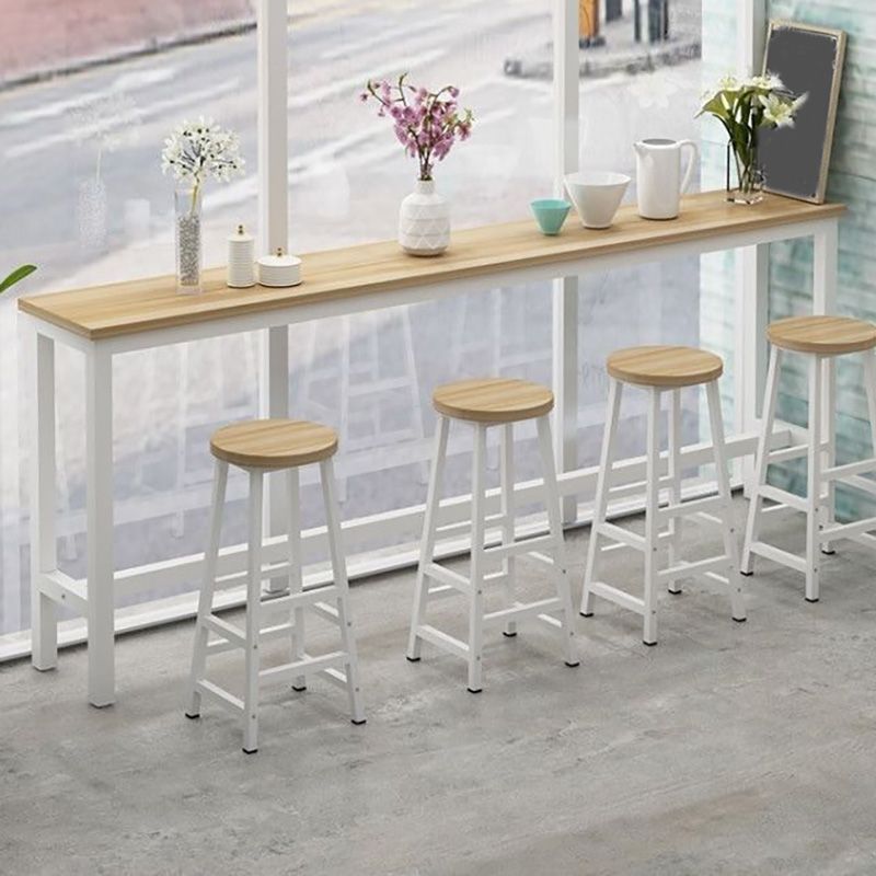 Modern Bar Height Table Metal and Wood Bistro Bar Table for Patio Use