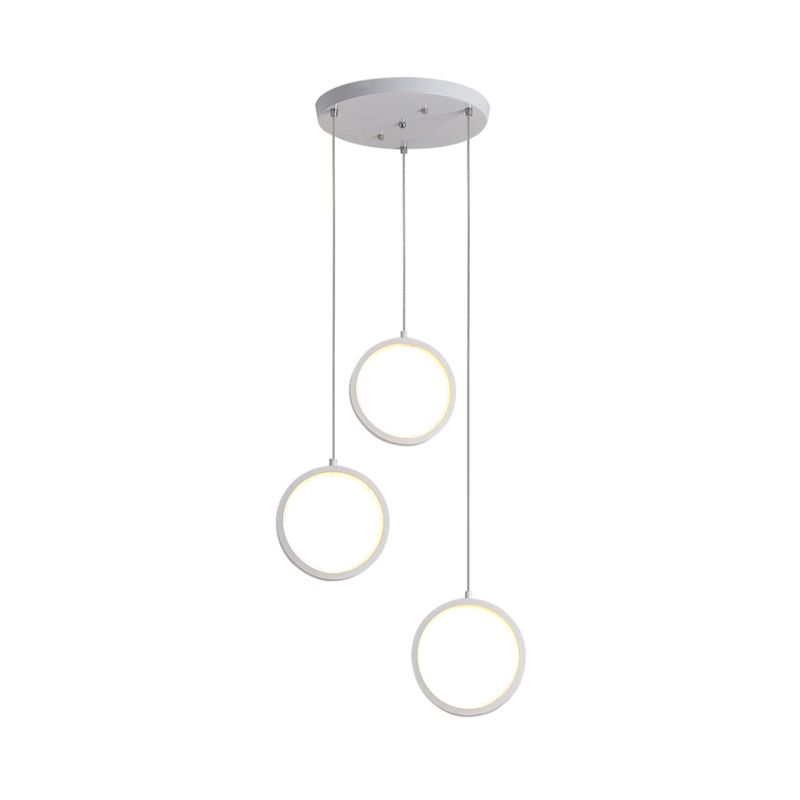 Square/Circle Cluster Pendant Modernism Acrylic 3 Lights Black/White Pendant Ceiling Light in Warm/White Light with Round/Linear Canopy