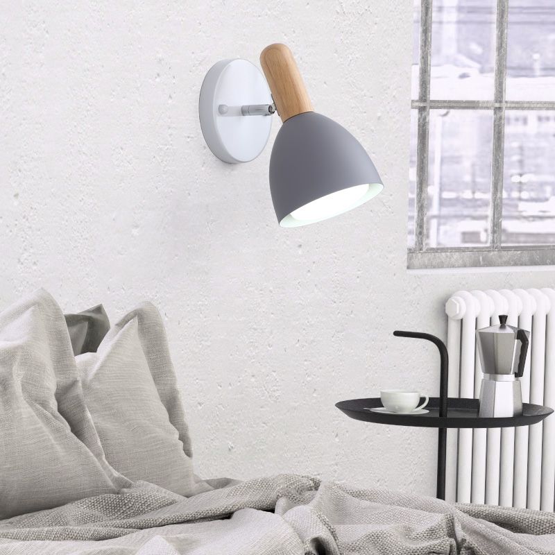 Childrens Style Bell Shaped Sconce Metal 1-Bulb Bedroom Reading Wall Lamp with Pivot Joint