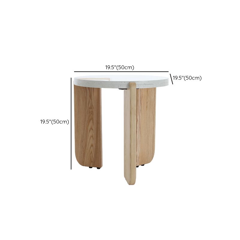 Modern Minimalist Round Coffee Table 3 Legs Terrazzo Cocktail Table in White