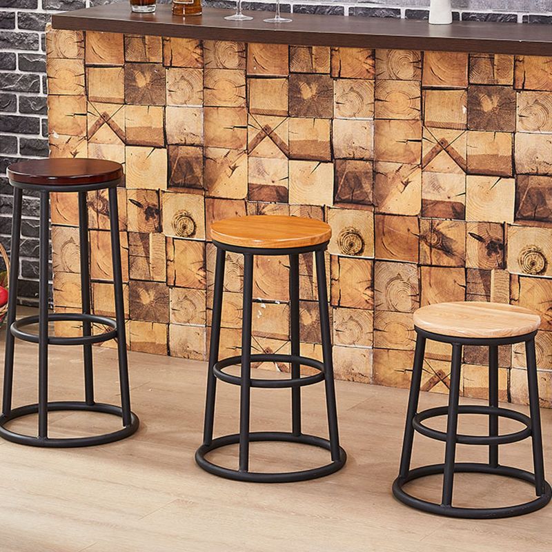 Industrial Armless Backless Counter Stool Steel Cashier Bar Stool with Pedal