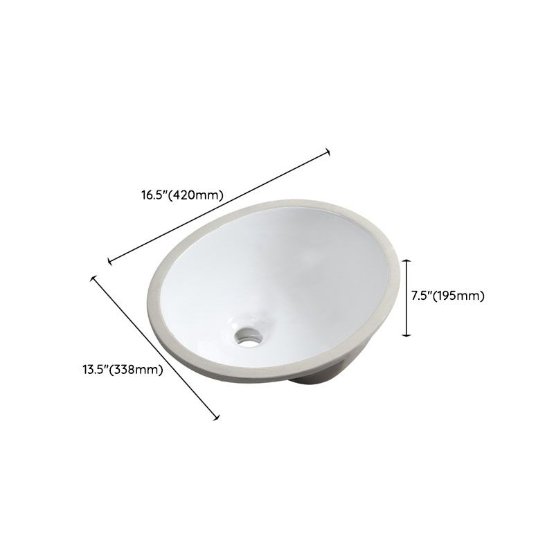 Modern Porcelain Bathroom Sink Undermount Bathroom Sink in White(Not Including Faucet)