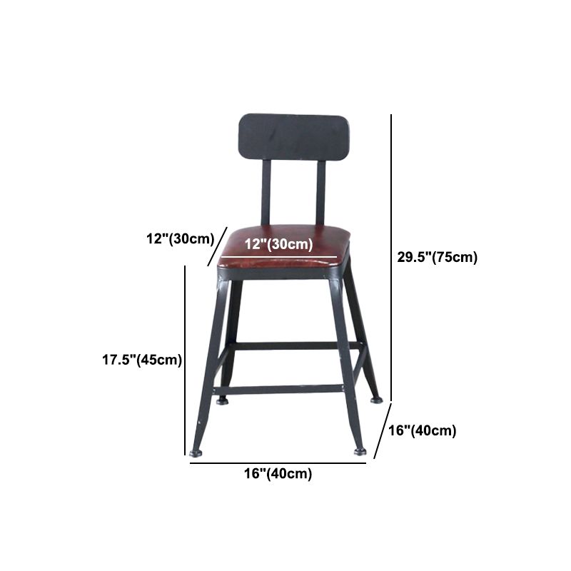 Industrial Leather Top Barstool Black 4 Legs Bar Stool for Indoor