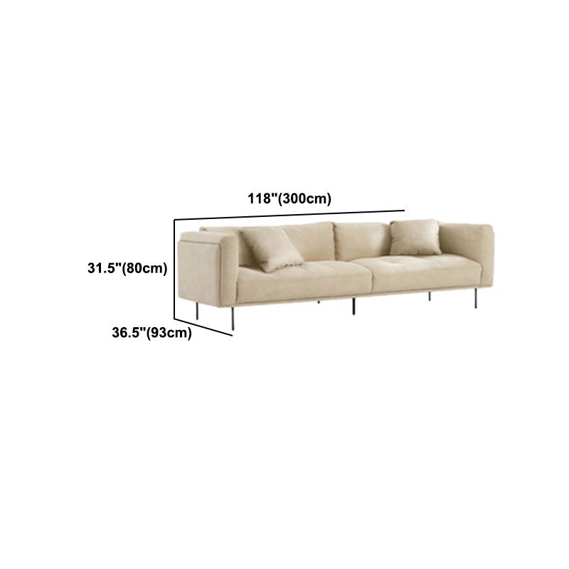 Nordic Style Sectional Feather Cushion Filled Flannelette Beige Sofa