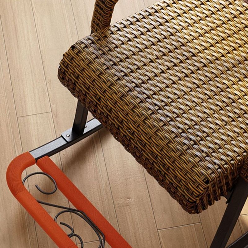 Woven Rope Rocking Chair Contrast Color Water Resistant Rattan Rocker Chair