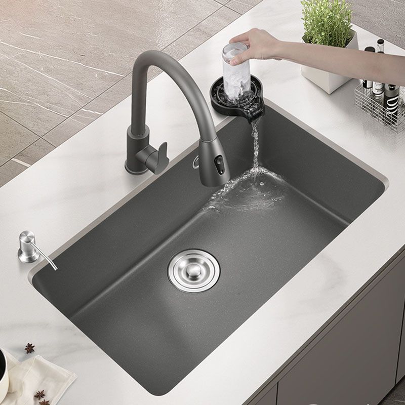 Quartz Kitchen Sink Contemporary Single Bowl Kitchen Sink with Strainer