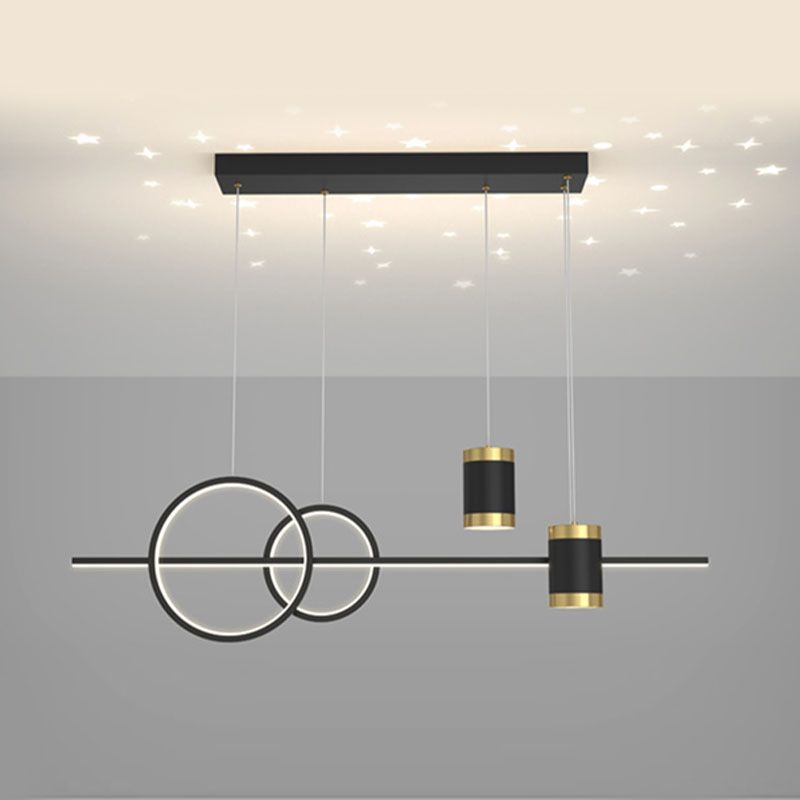 Modern Style Linear Shaped Island Pendant Metal 5 Lights Island Light for Restaurant