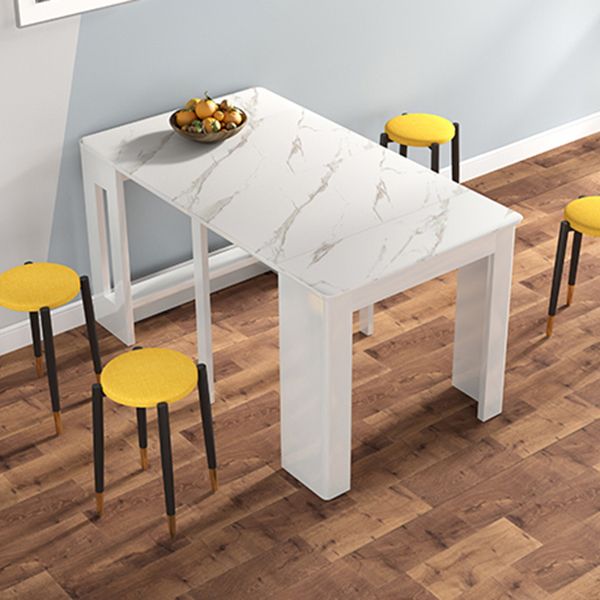 73'' Artificial Foldable Dining Table Extendable Rectangle Table with 5 Legs