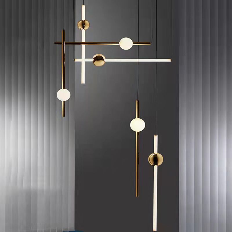 1 Licht hängende helle moderne Stil linearer Formglasanhängerlampe in Weiß