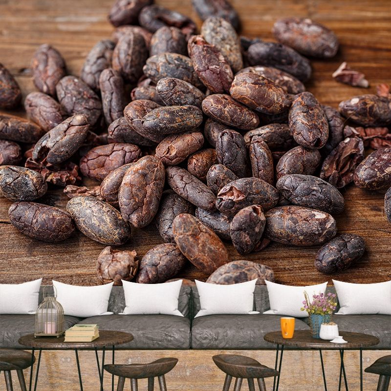 Coffee Beans Mural Wallpaper Modern Decorative Coffee Shop, Custom Size Available