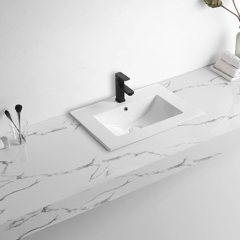 Modern Drop-in Bathroom Sink Rectangular Porcelain Basin Sink(Not Included Faucet)