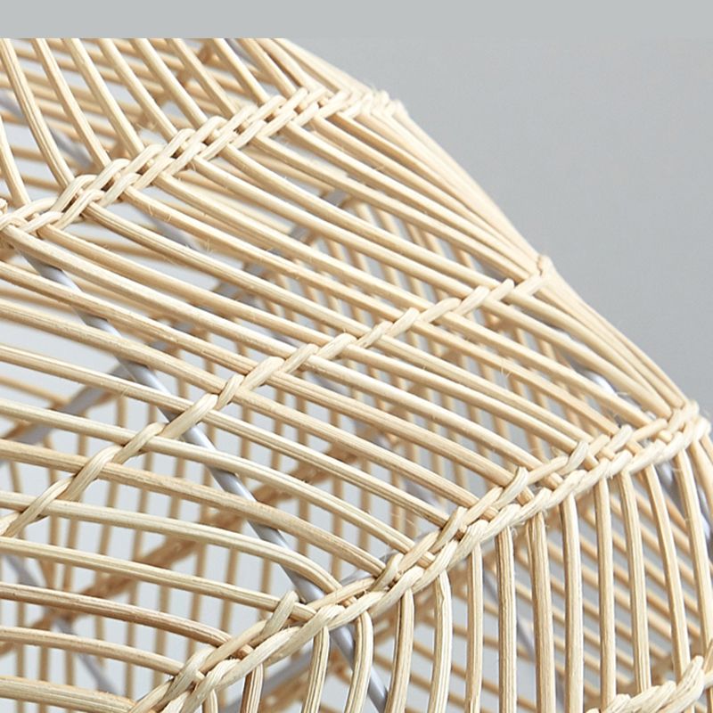 Chinese Pastoral Pendant Light Rattan 1 Head Hanging Light for Bedroom