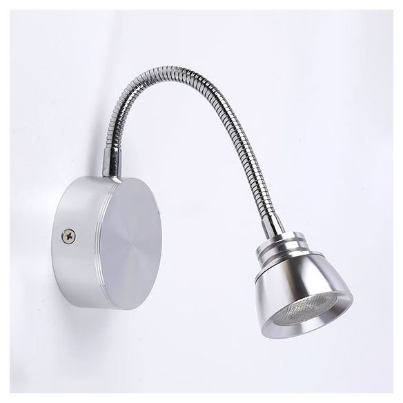 Aluminum Domed Wall Light Sconce Modern Warm/White Light LED Chrome Reading Wall Lamp with Adjustable Arm