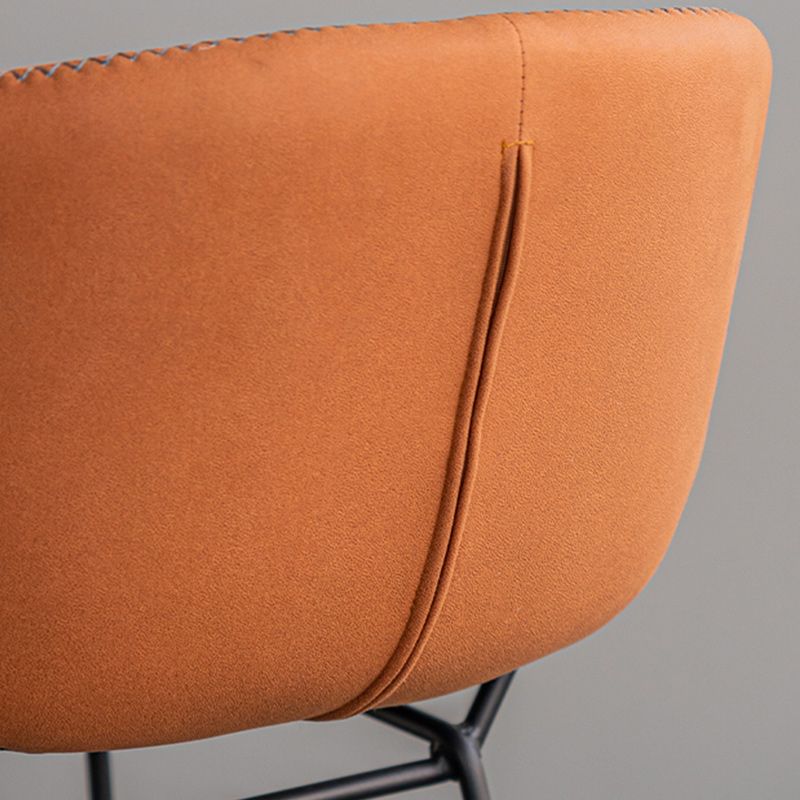 Modern Backrest Armless Counter Stool Iron Bar Stool with Black Metal Base