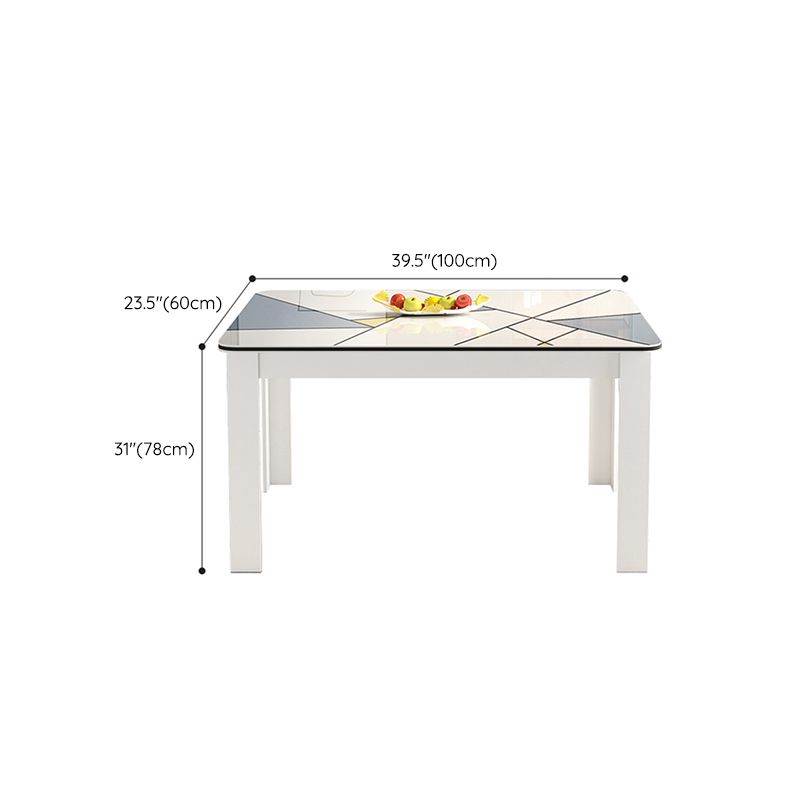 Modern Rectangle Wood Dining Table Metal Base for Dining Room