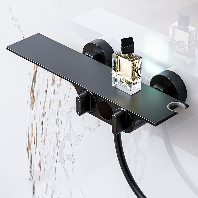 Modern Low Arc Tub Faucet Knob Handles Wall Mount Bathroom Faucet