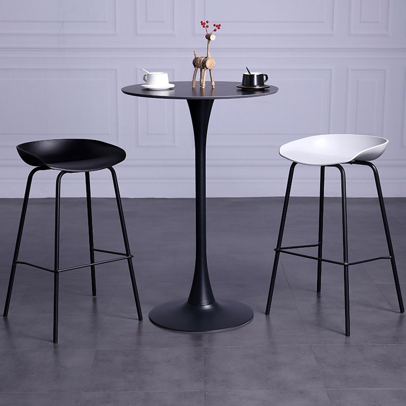 Contemporary Armless Low Backrest Counter Stool Iron Bar Stool with Footrest