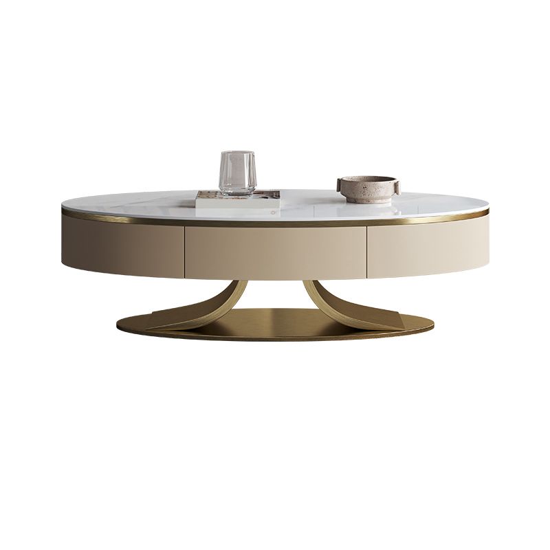 Glam Oval Coffee Table Abstract Slate Top Coffee Cocktail Table