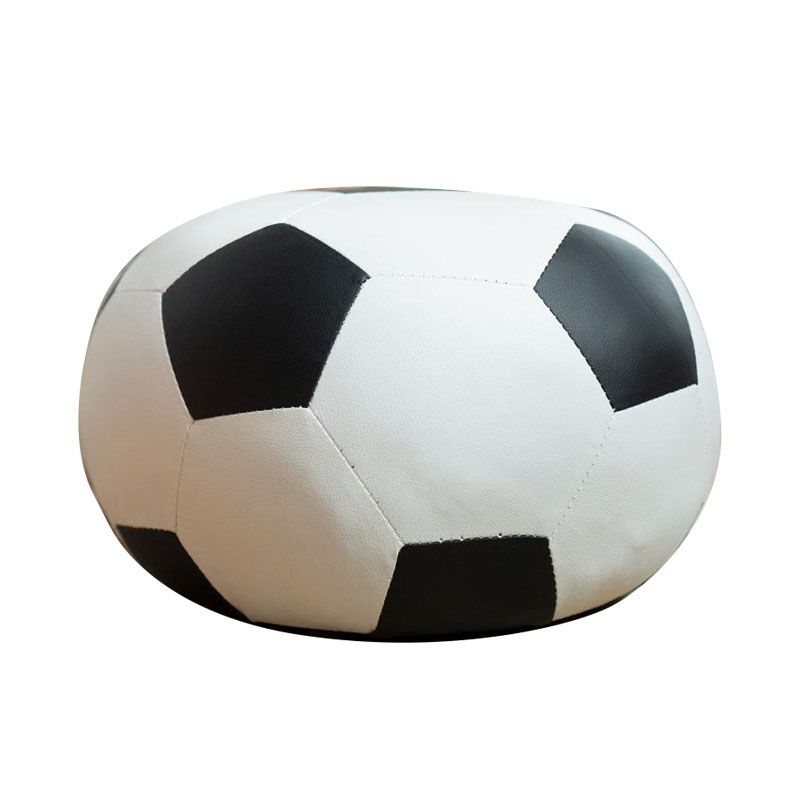 Modern Pouf Ottoman PU Leather Upholstered Geometric Print Spherical Ottoman