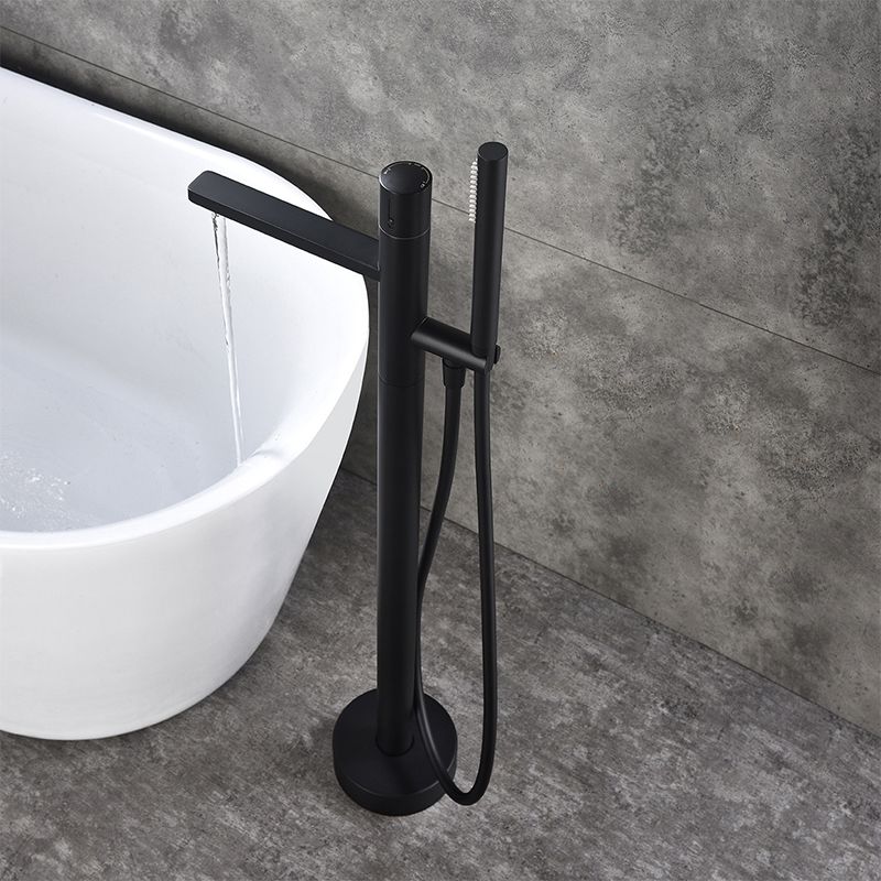 Floor Mounted Metal Freestanding Tub Filler Swivel Nickel Freestanding Faucet