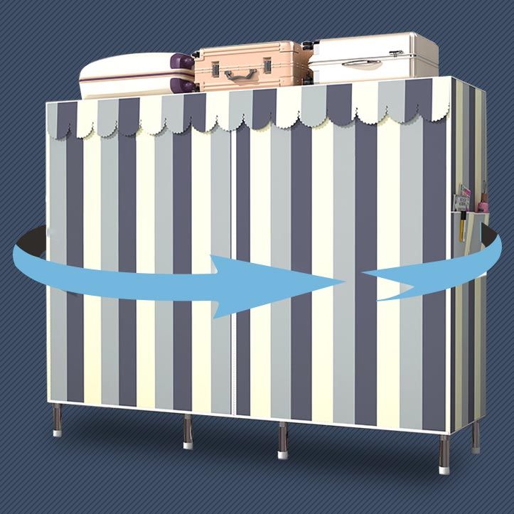 Modern Style Metal Wardrobe 3-Tier Cloth Rod Included Wardrobe Closet