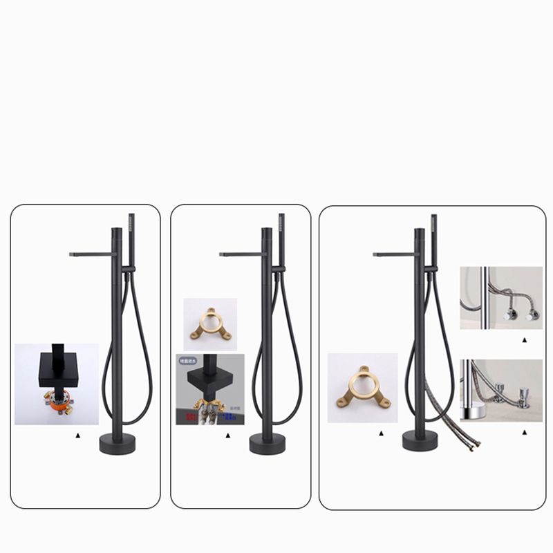 Floor Mounted Metal Freestanding Tub Filler High Arc Freestanding Bathtub Faucet
