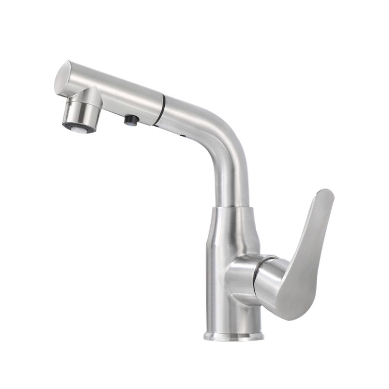 Modern 1-Handle Bathroom Sink Faucet Circular Vessel Sink Faucet Stainless Steel