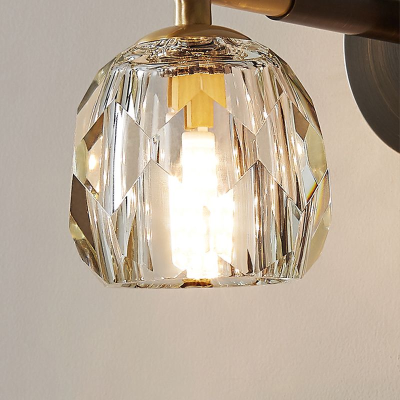 1 / 2 - Light Brass Wall Armed Sconce in Black and Gold Wall Light with Crystal Shade