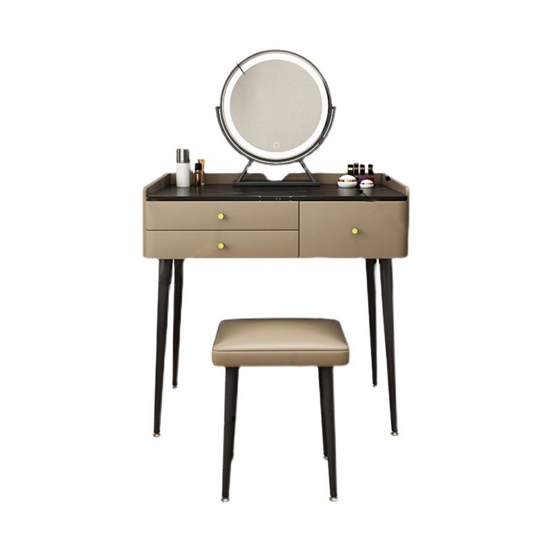 Contemporary Wooden Vanity Dressing Table Slate Top Makeup Vanity Set