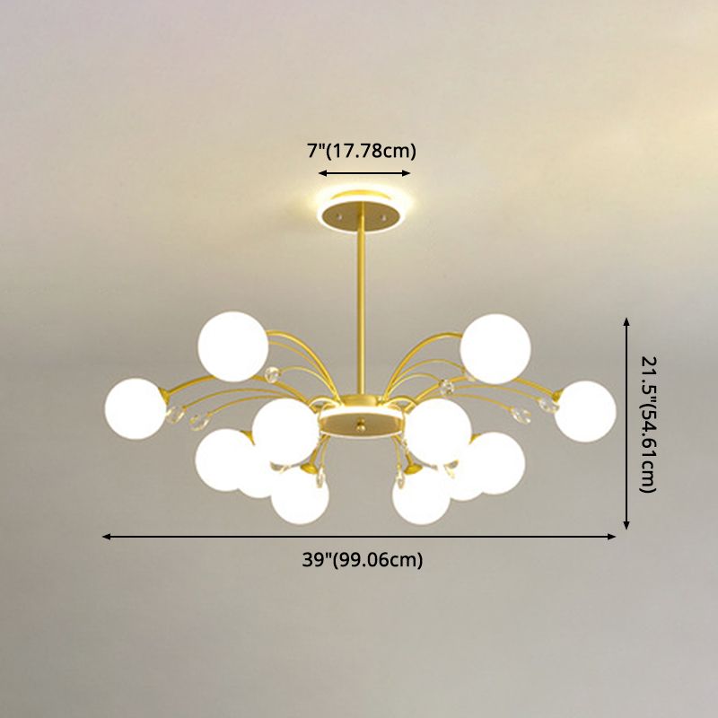 Contemporary Modo Chandelier Lighting Opal Frosted Glass Sitting Room Ceiling Hang Light