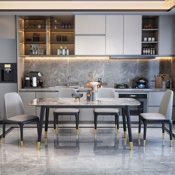 Scandinavian Solid Wood Frame Dining Table Rectangle Formal Dinette Set Kitchen