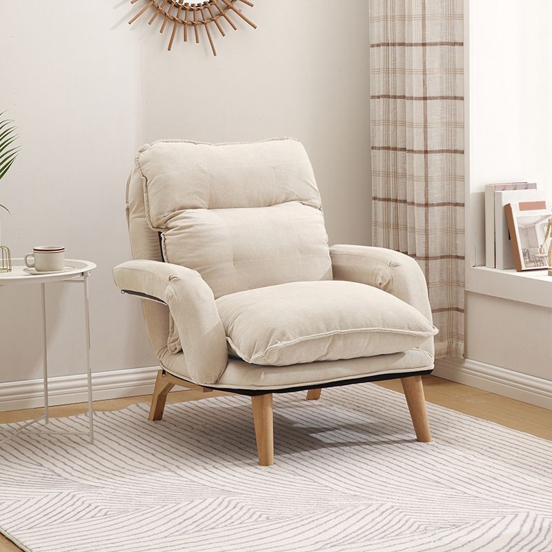 Velvet Convertible Chair with Sewn Pillow Back Arm Chair for Apartment