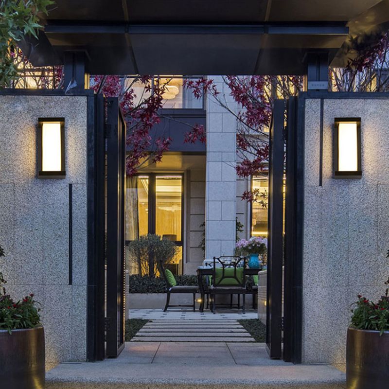 Modern Simple Style Retanglar Shade Wall Sconce Metal  1 Light Sconces in Black Finish