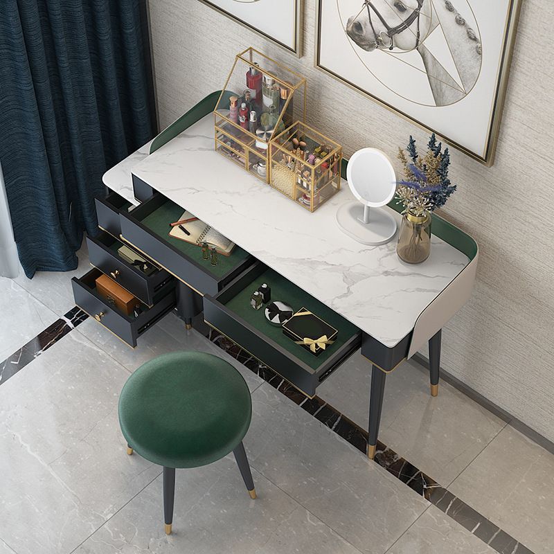 Vanity Set with 2 Storage Drawers Green Make-up Vanity, 15.74" Wide