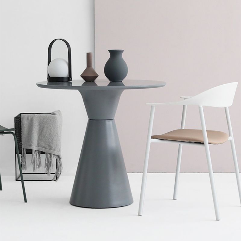 28.3 " H Single Leg Metal Base Solid Color Round Slate Coffee Table For Apartment