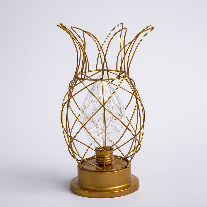 Macaron Lampada da letto a forma di ananas a forma di ananas lampada da letto a 1 luci con design a gabbia
