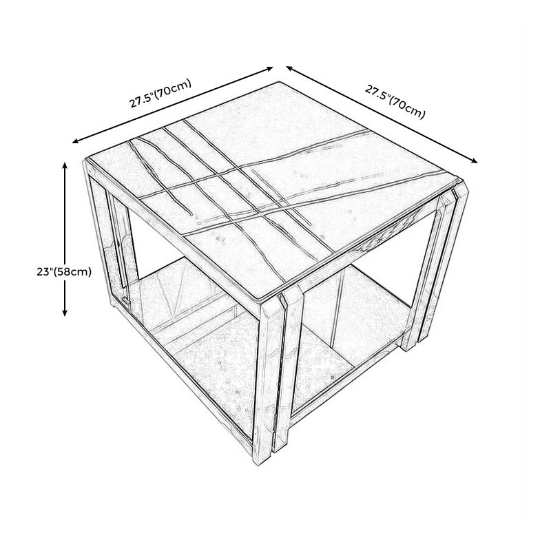 Glam Stone Top End Table Steel Frame Sofa Side Table  with Shelf