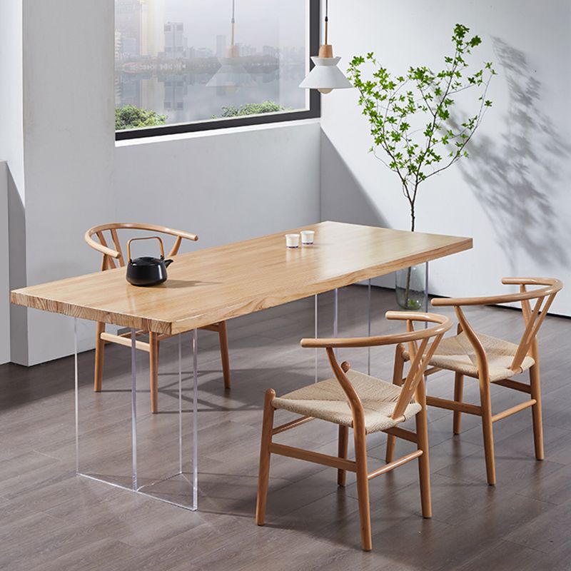 Minimalists Rectangle Khaki Dining Table Solid Wood Standard Dining Table for Kitchen