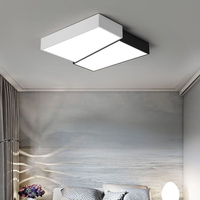 2-Light White/Black Modern Flush Mount Lighting Unique Ceiling Light for Foyer
