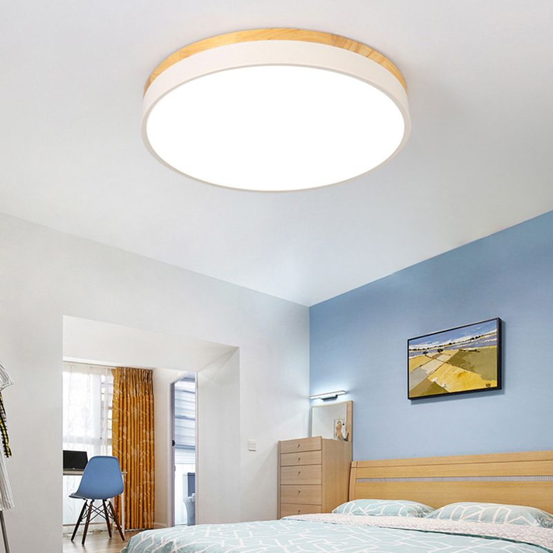 Plafonnier encastré à 1 lumière à abat-jour rond, de style simple et moderne