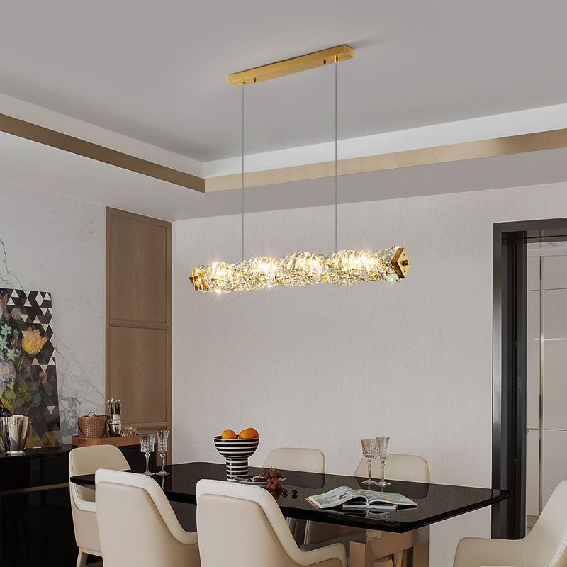 Single Modernism Golden Ceiling Light Crystal Kitchen Island Lighting