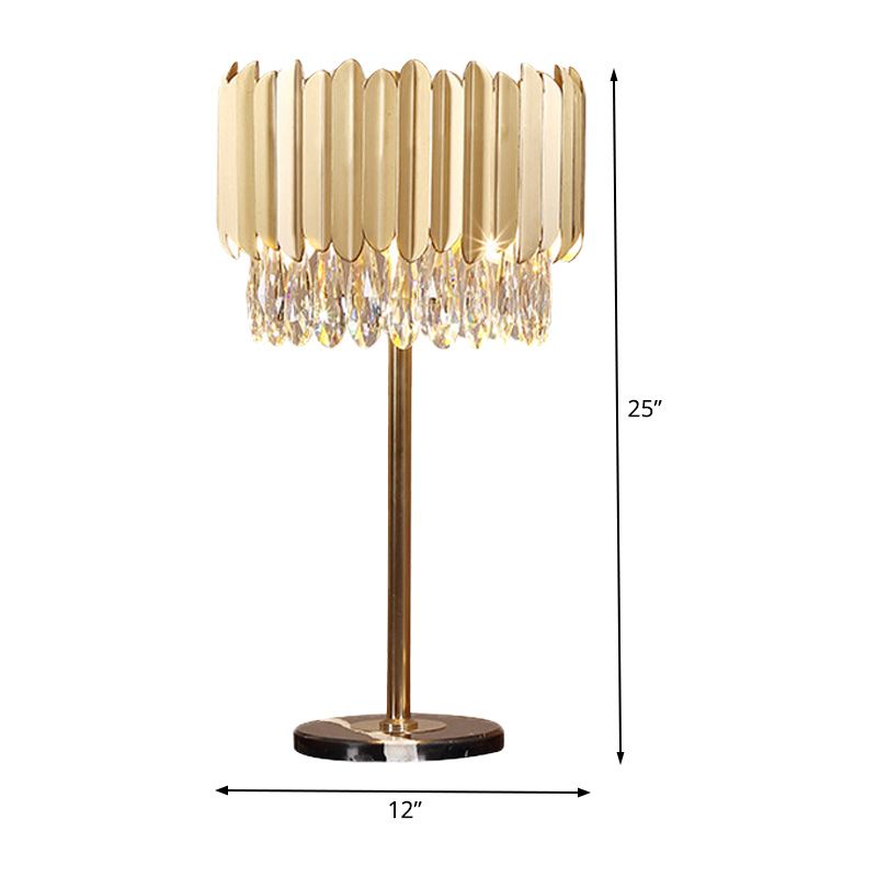 1 tête de table cylindrique légère modernisme en cristal en cristal petit de bureau lampe en or