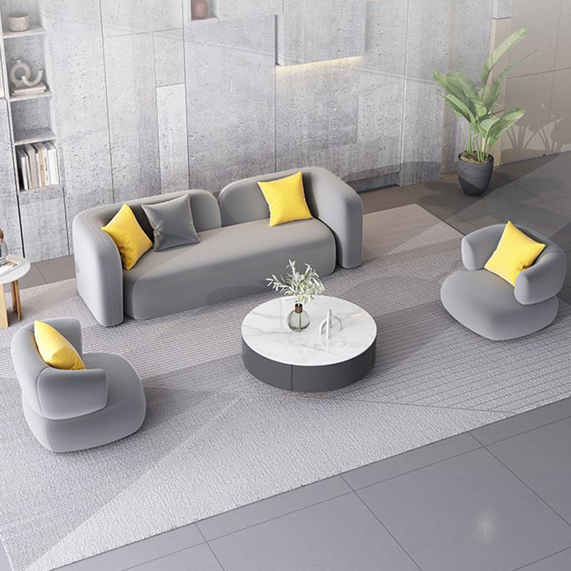 Velvet Gray Armless Sofa Contemporary Standard Sofa with Tight Back