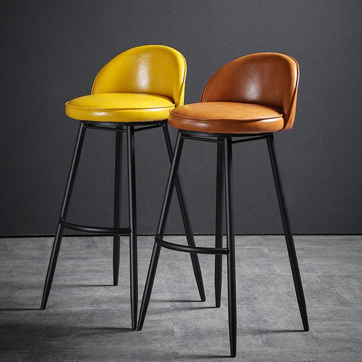 Contemporary Restaurant Footrest Stool Matte Finish Leather Barstool